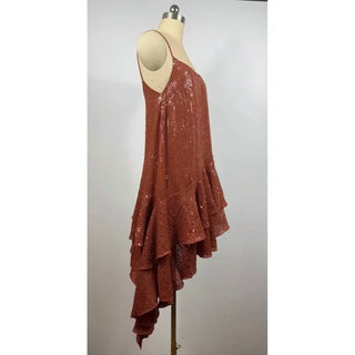 Mac Duggal - Sequined Ruffleasymmetrical Hem Sleeveless Dress