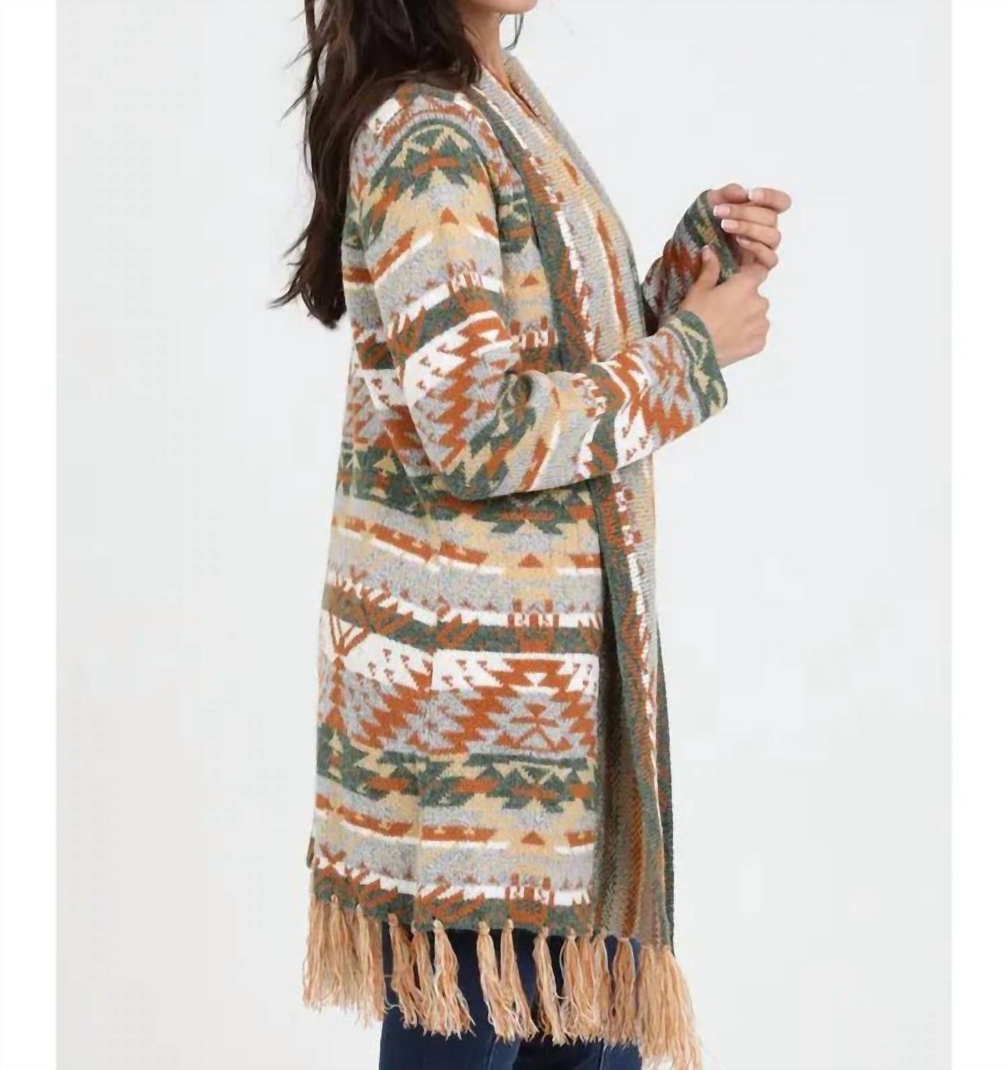 Angie - Alena Aztec Fringe Cardigan