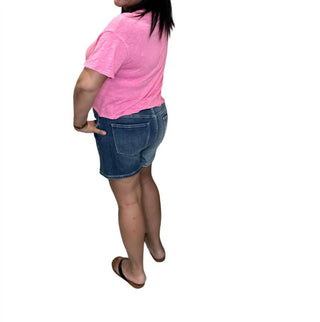 Risen - High Rise Contrast Wash Button Fly Shorts