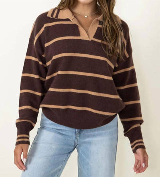 &Merci - Striped Collared Sweater