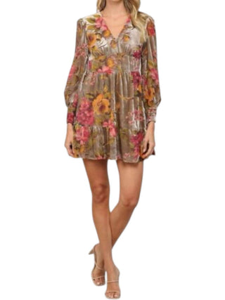 Fate - Velvet Burnout Tiered Mini Dress