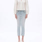 Bayeas - Mid Rise Straight Raw Edge Jean