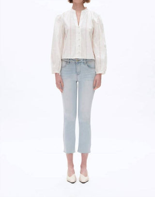 Bayeas - Mid Rise Straight Raw Edge Jean