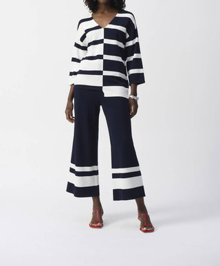 Joseph Ribkoff - Placement Stripe Sweater Knit Culotte Pant