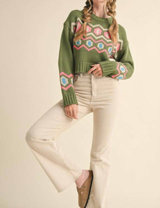 &Merci - Stay Cozy Geometric Pattern Sweater