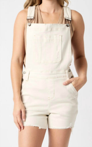 Judy Blue - Ecru Destroy Overall Shorts