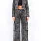 American Bazi - Chic Cropped Zip-up Bleached Jacket