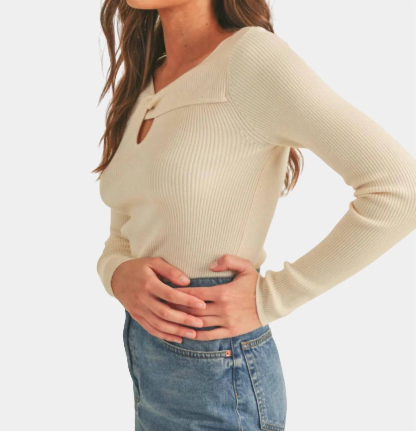 &Merci - Ribbed Cut-Out Sweater