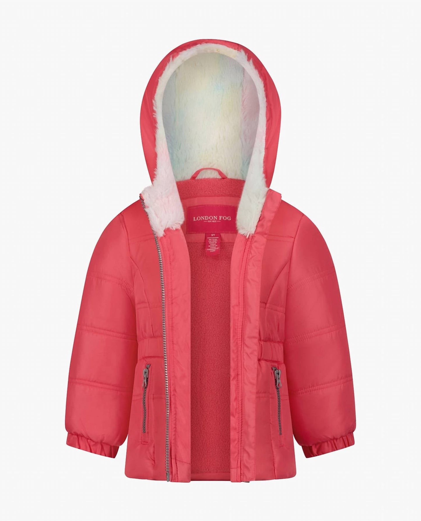 London Fog - Girls Zip-front Hooded Mid Cinch Puffer Jacket