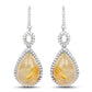 10.04 Carat Genuine Golden Rutile And White Topaz .925 Sterling Silver Earrings