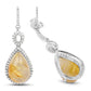 10.04 Carat Genuine Golden Rutile And White Topaz .925 Sterling Silver Earrings