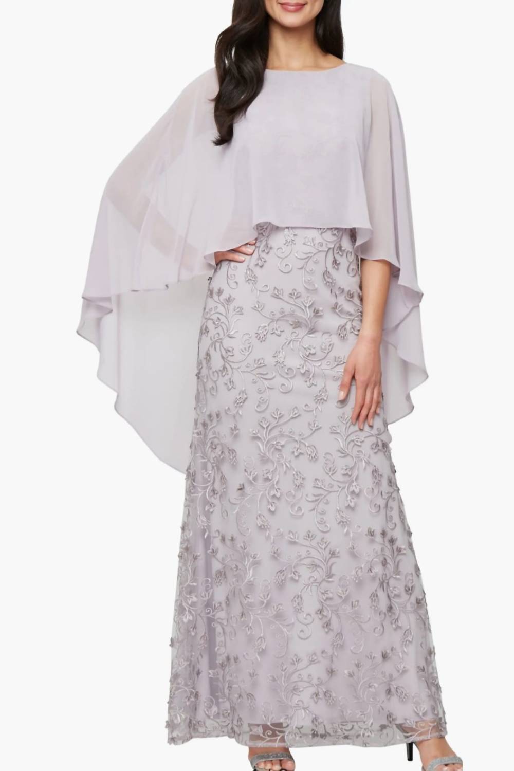 Slny - Chiffon Caplet Long Mother Of The Bride Dress