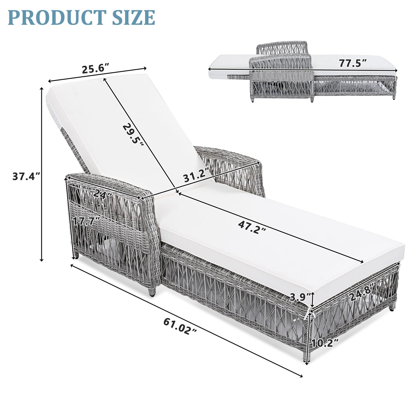 GO 2 Piece Long Reclining Chaise Outdoor Wicker Lounge Set