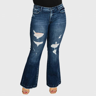 Petra153 - Hole-y Flare Jeans - Plus