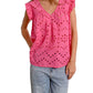 Molly Bracken - Ruffle Sleeve Eyelet Top