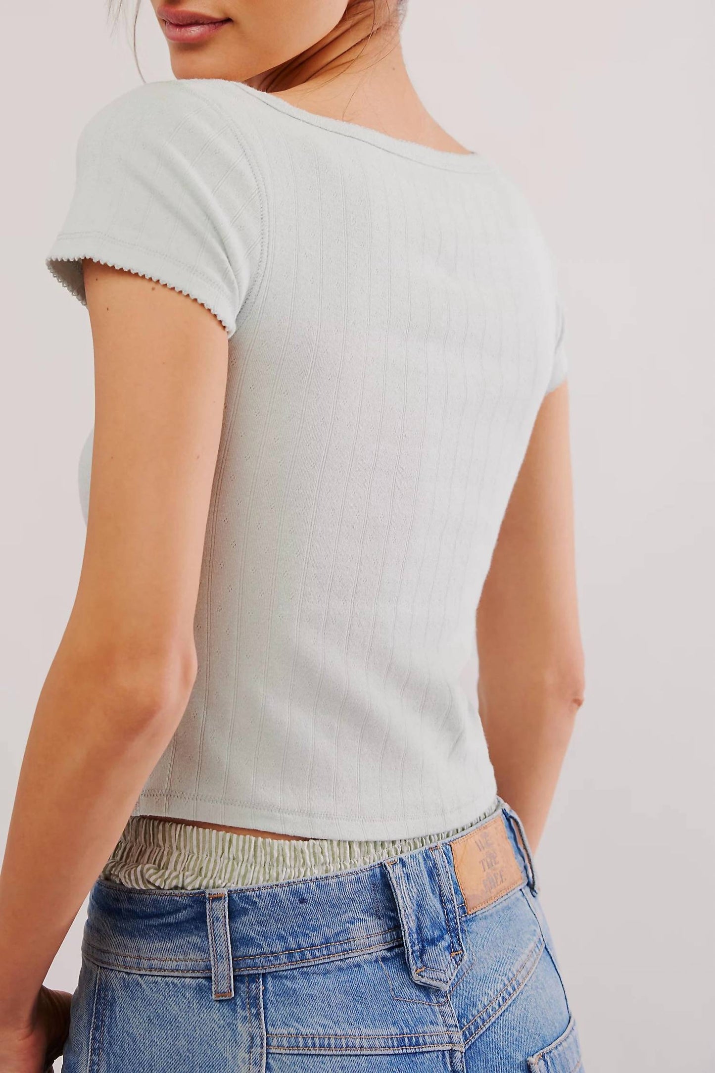 Free People - End Game Pointelle Baby Tee