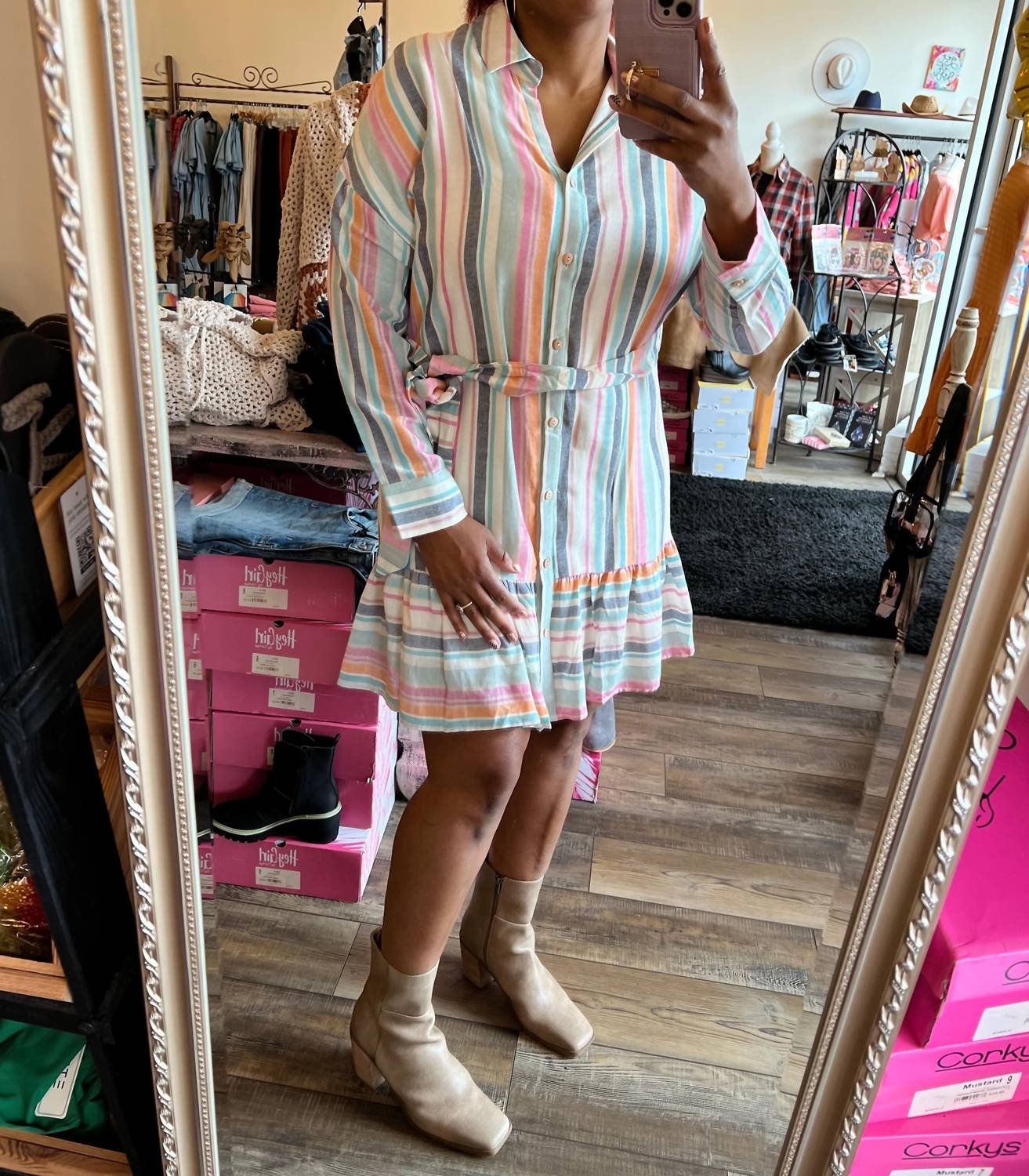 Entro - Striped Midi Dress