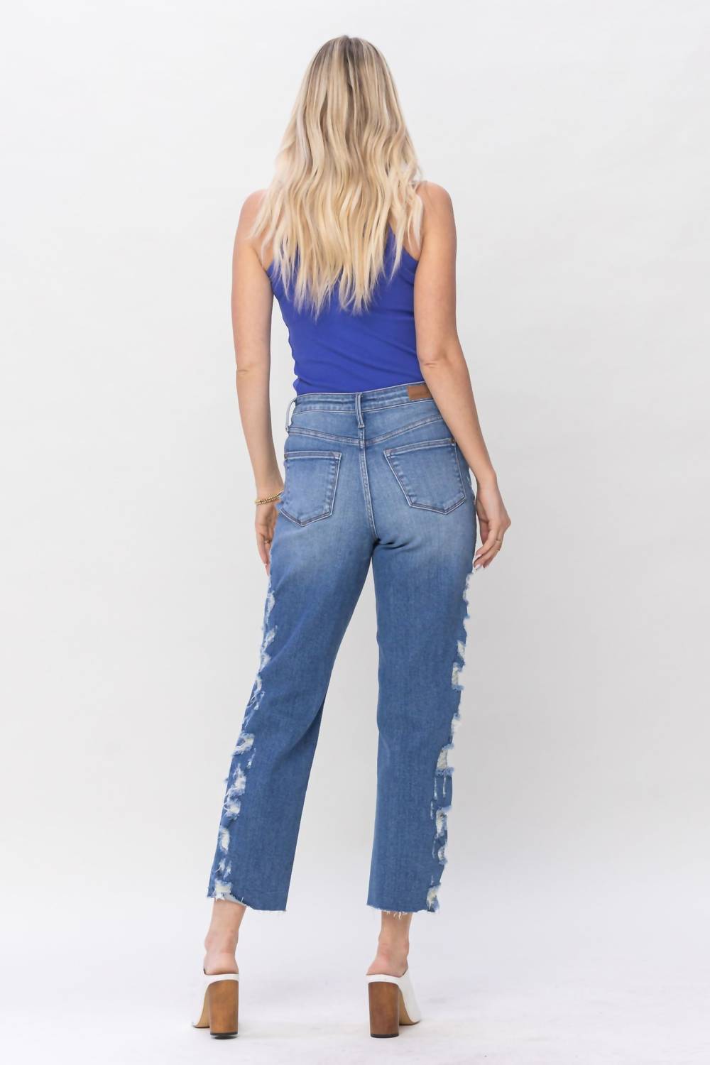 Judy Blue - High Waist Destroyed Sideseam Crop Jeans