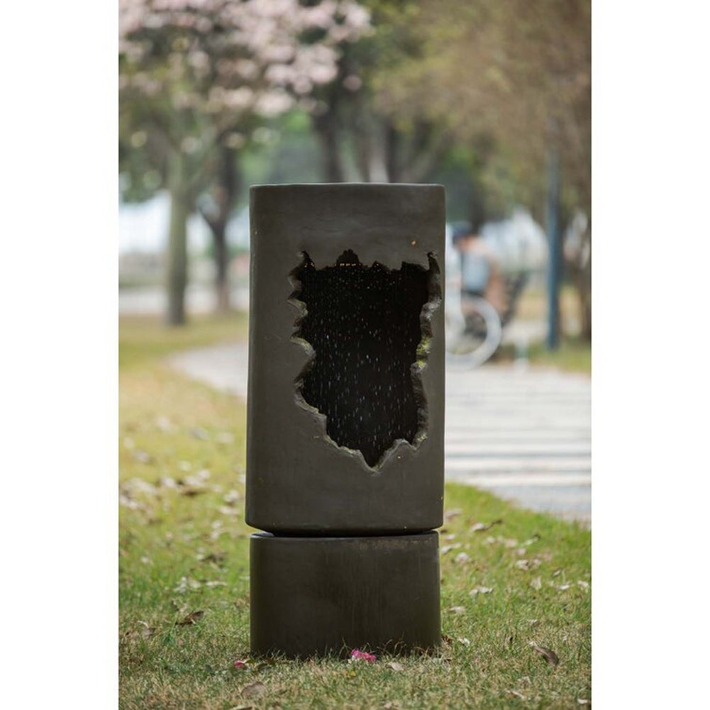 Large Outdoor Water Fountain with Light - Contemporary Calming Elegance