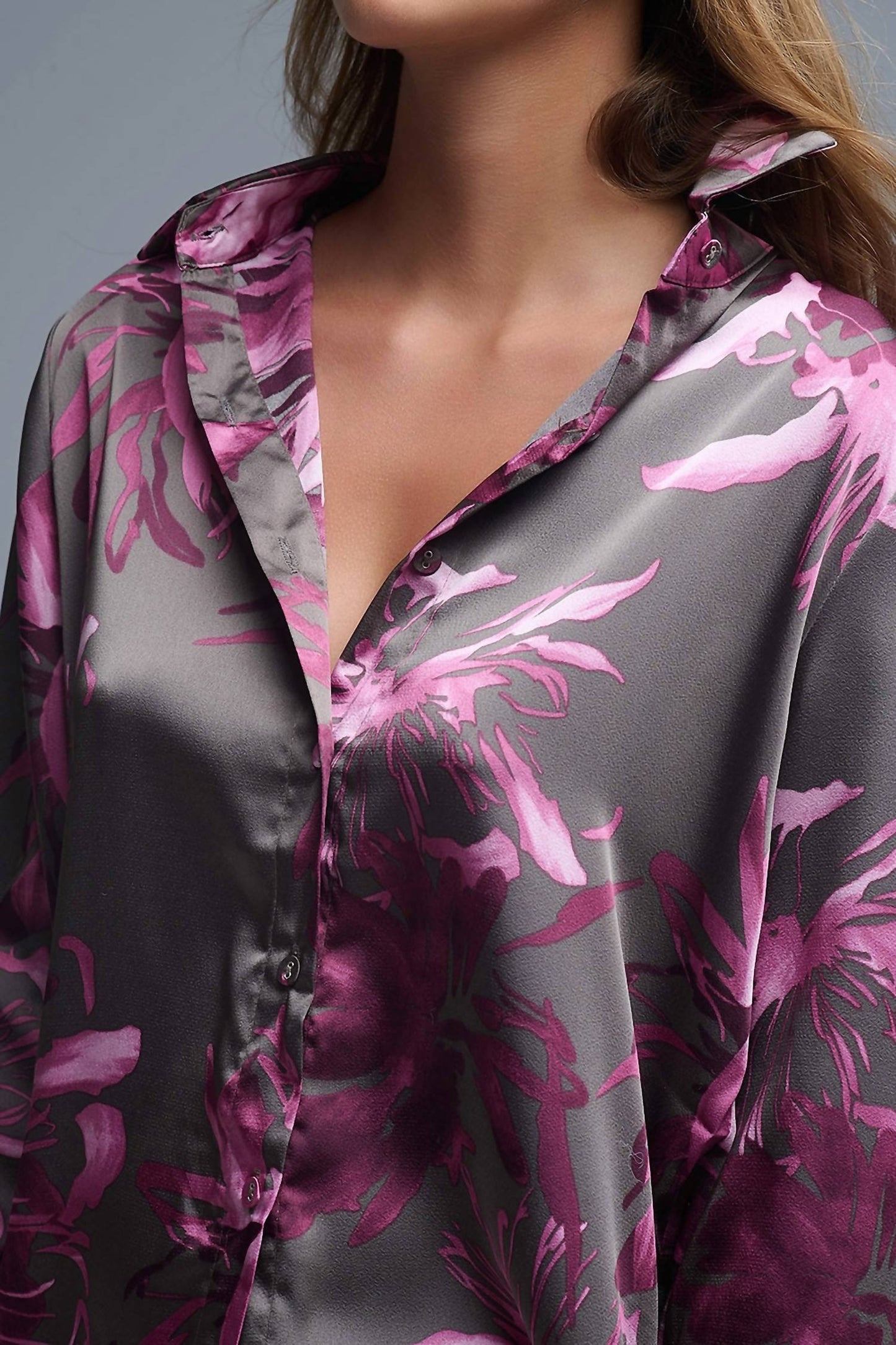 61 Jane - Women's Floral Satin Blouse