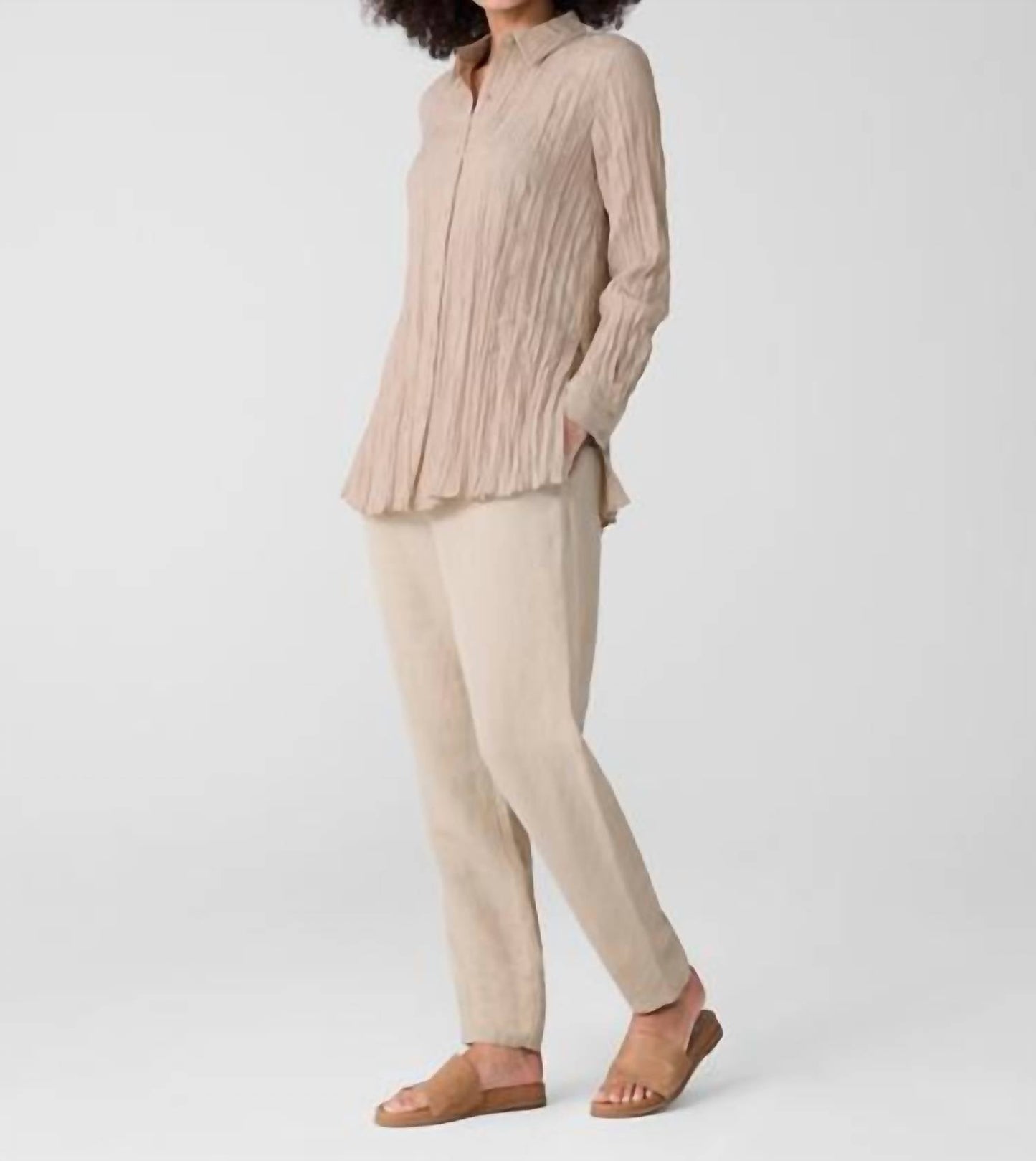 Eileen Fisher - Wheat CLSSCR CLLR Pleat Shirt