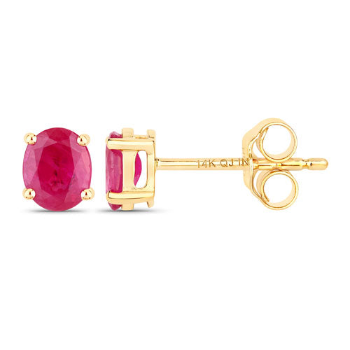 0.60 Carat Genuine Ruby 14K Yellow Gold Earrings