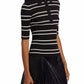 A.L.C. - Striped Cotton Knit Polo Shirt