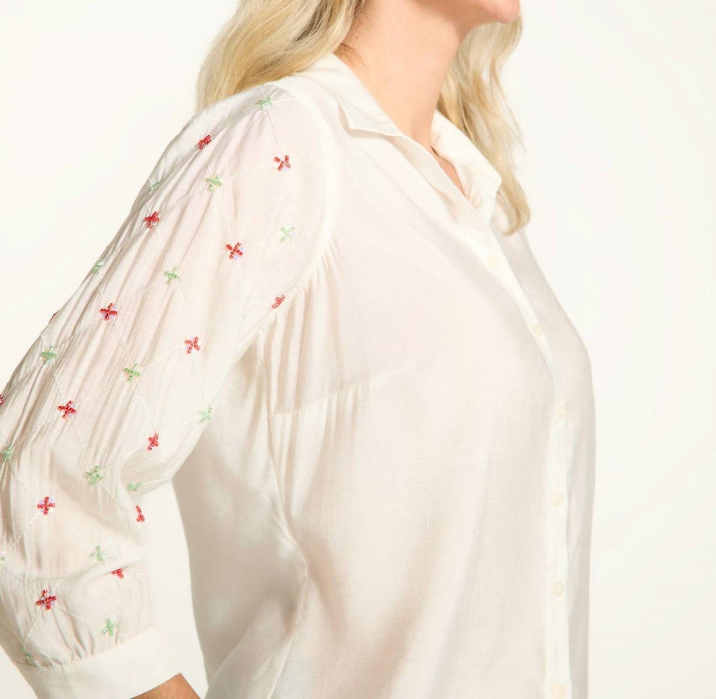 Fdj - Embellished Sleeve Shirt, White