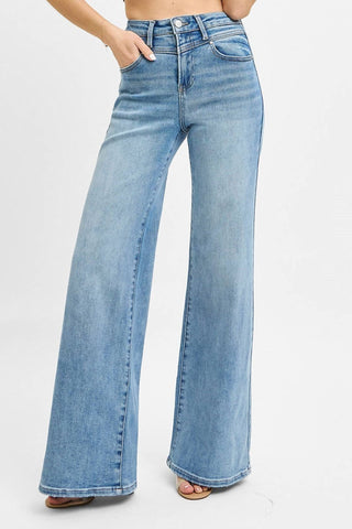 Risen - High Waist Wide Front Yoke Detailed Jeans