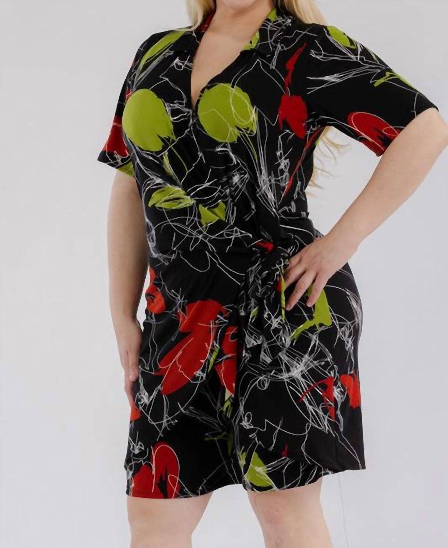 Karen T Design - Modern Wrap Romper With Tie Waist