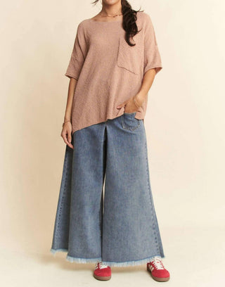 Trendsi - Davi & Dani Patch Pocket Wide Leg Culotte Jeans