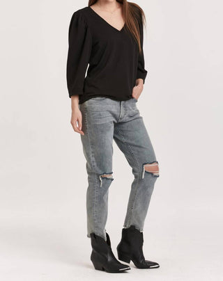 Another Love - Zada V-neck Gathered Sleeve Tee