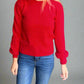 &Merci - Scallop Hem Puff Sleeve Sweater