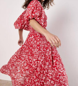 Apricot - Tiered Roses Midi Dress