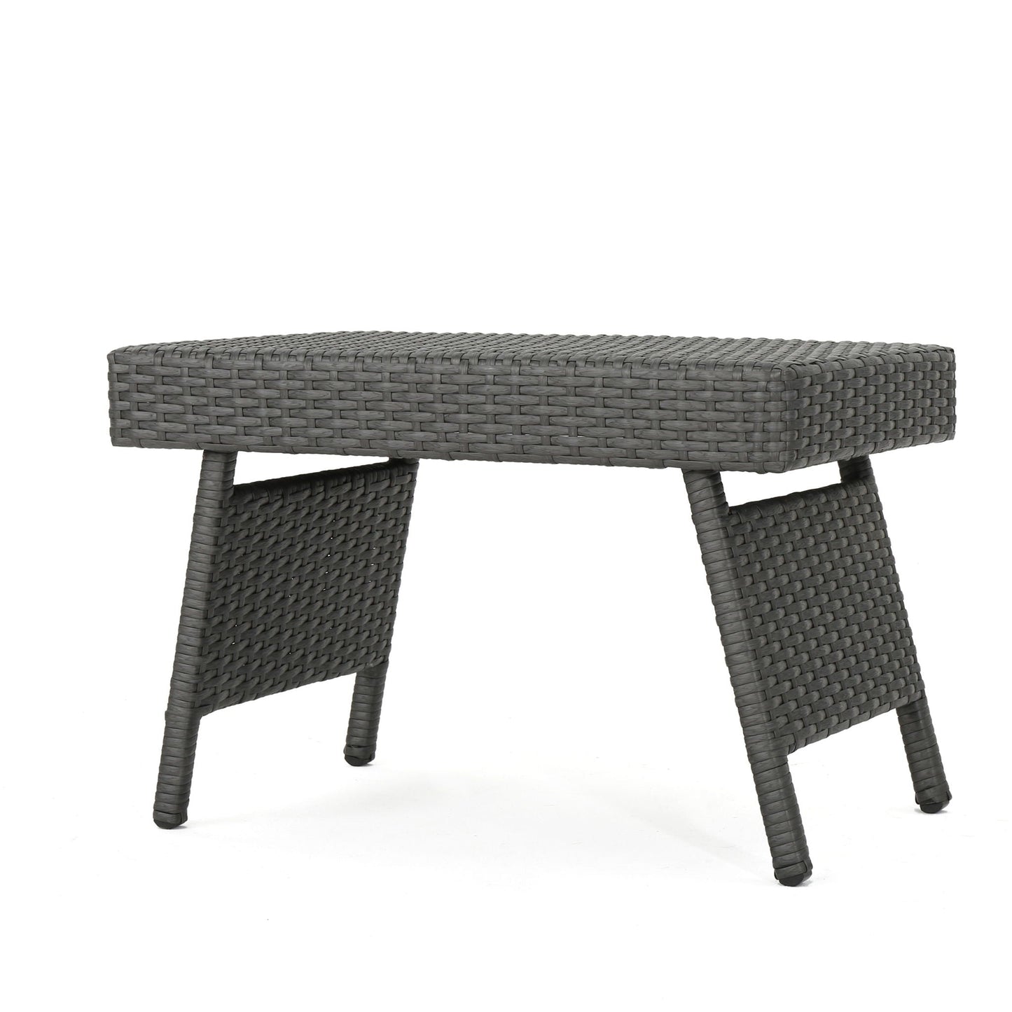 Outdoor Wicker Side Table With Rectangular Tabletop - Gray
