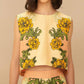 Farm Rio - Delicate Flower Arabesques Linen Crop Top