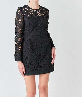 2.7 August Apparel - Eyelet Structured Mini Dress