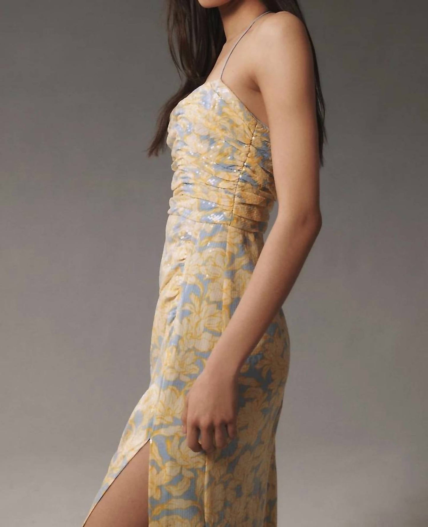 Hutch - Women's Tylia Sleeveless Ruched Side Slit Sequin Maxi Dress