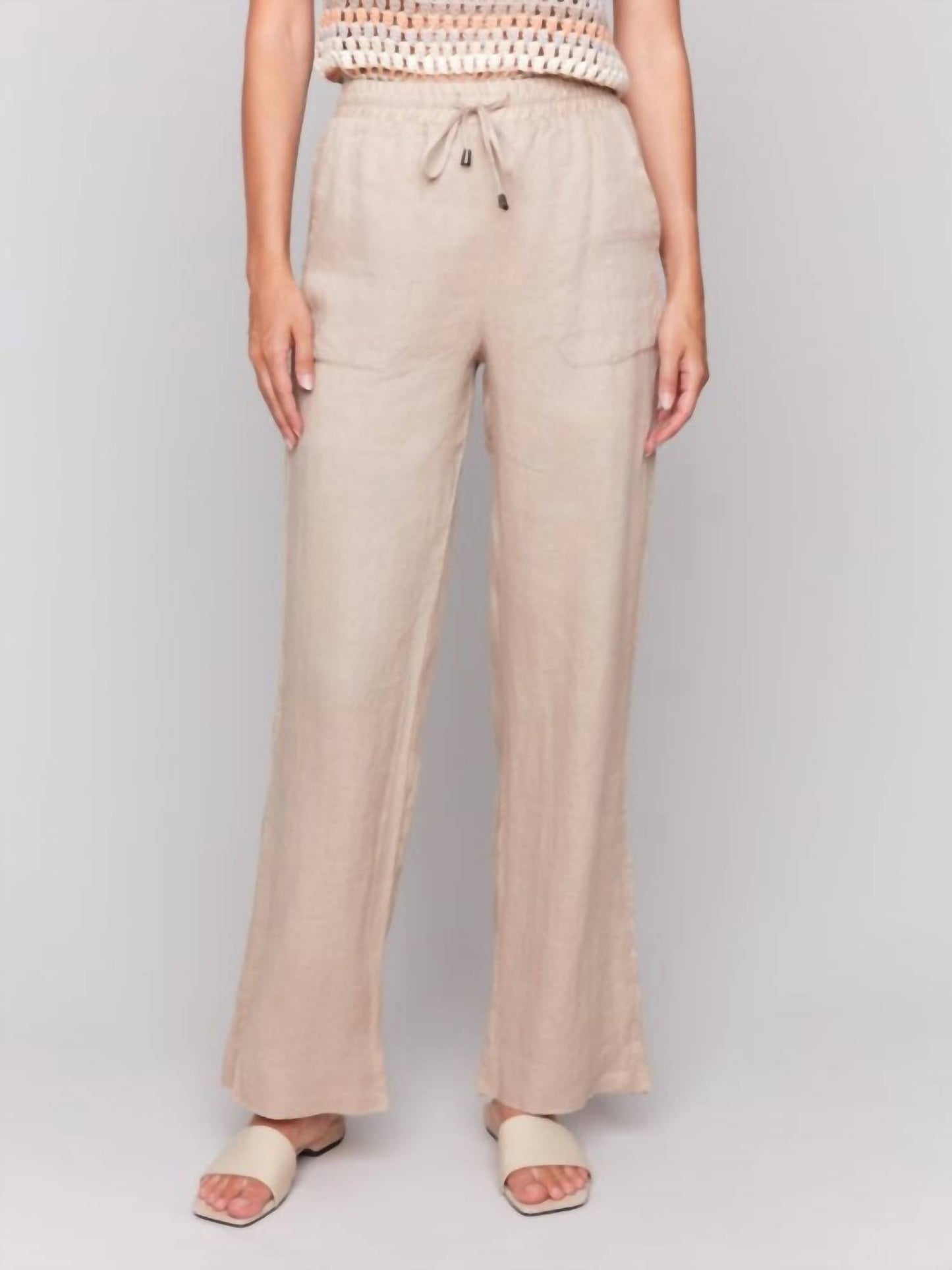 Charlie B - Pull-on Linen Blend Wide Leg Pants