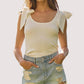 Lalavon - Kiana Shoulder Ribbon Tie Tank Top