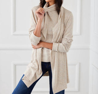 Karen Kane - Ribbed Drape Front Cardigan