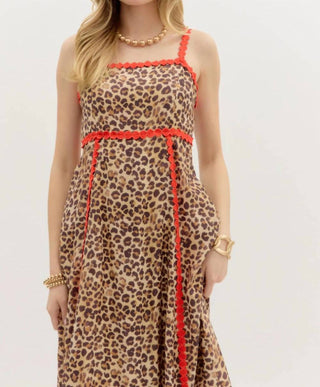 Entro - Leopard Sundress with Ric Rac Trim