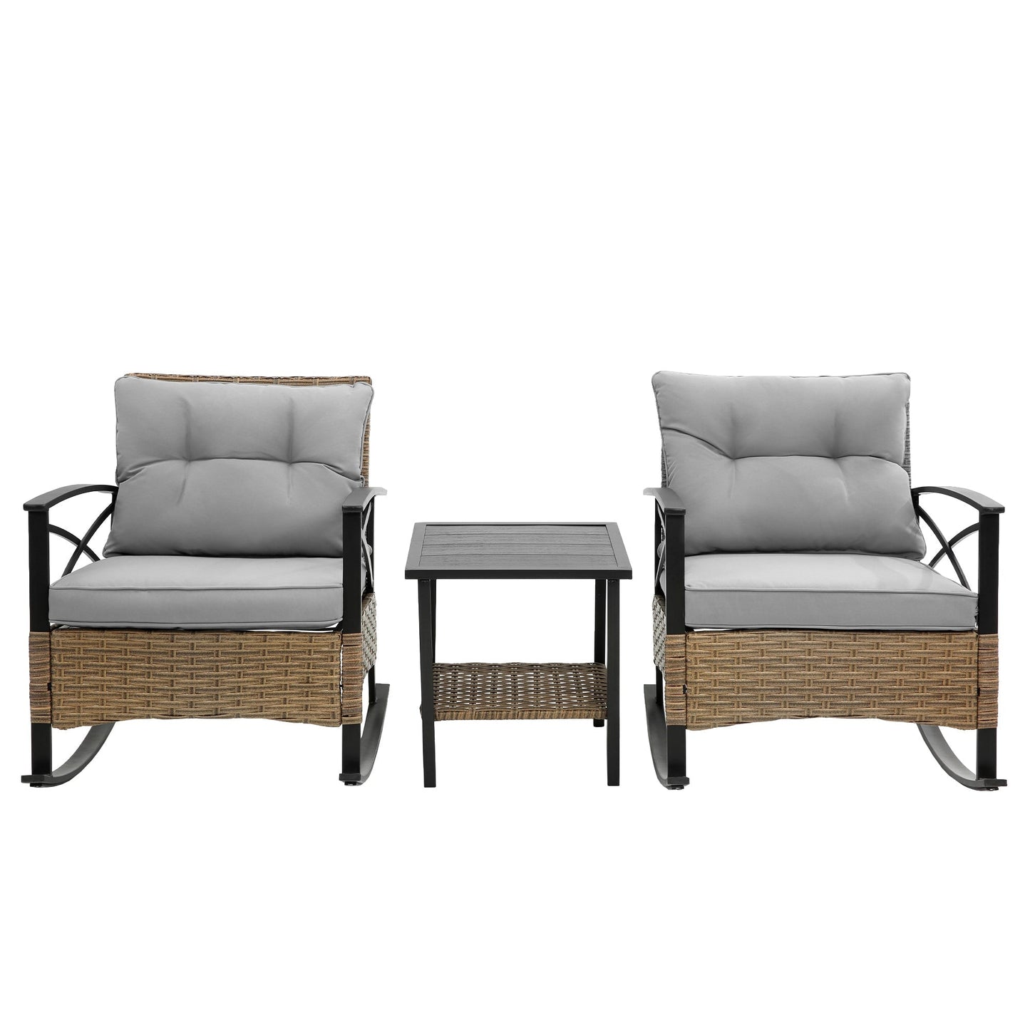 3pcs Rocking Rattan Set - Grey
