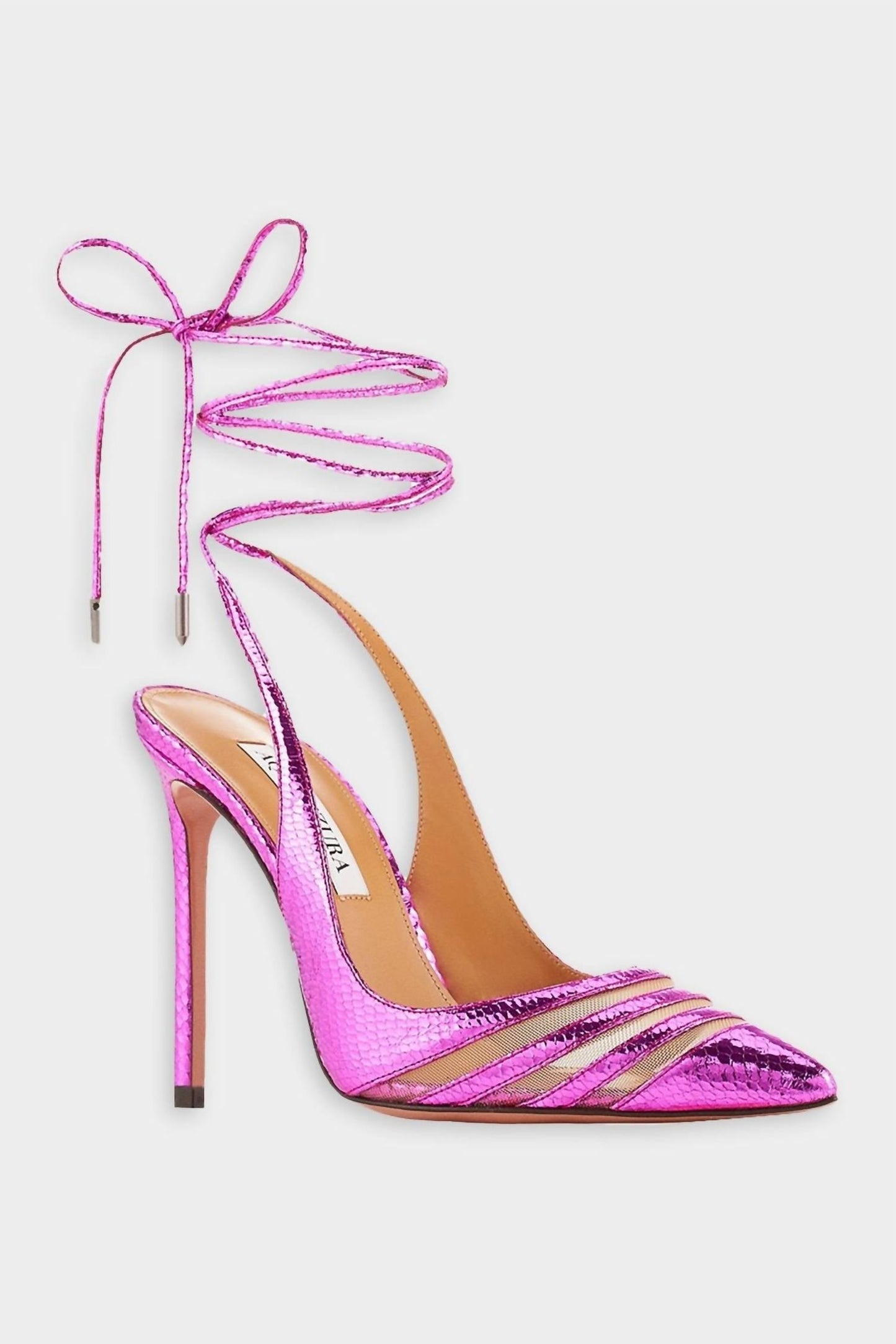 Aquazzura - Unfaithful Metallic Leather Ankle-tie Pumps 105