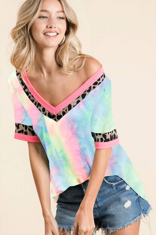 Bibi - Chloe Tie Dye & Leopard Top