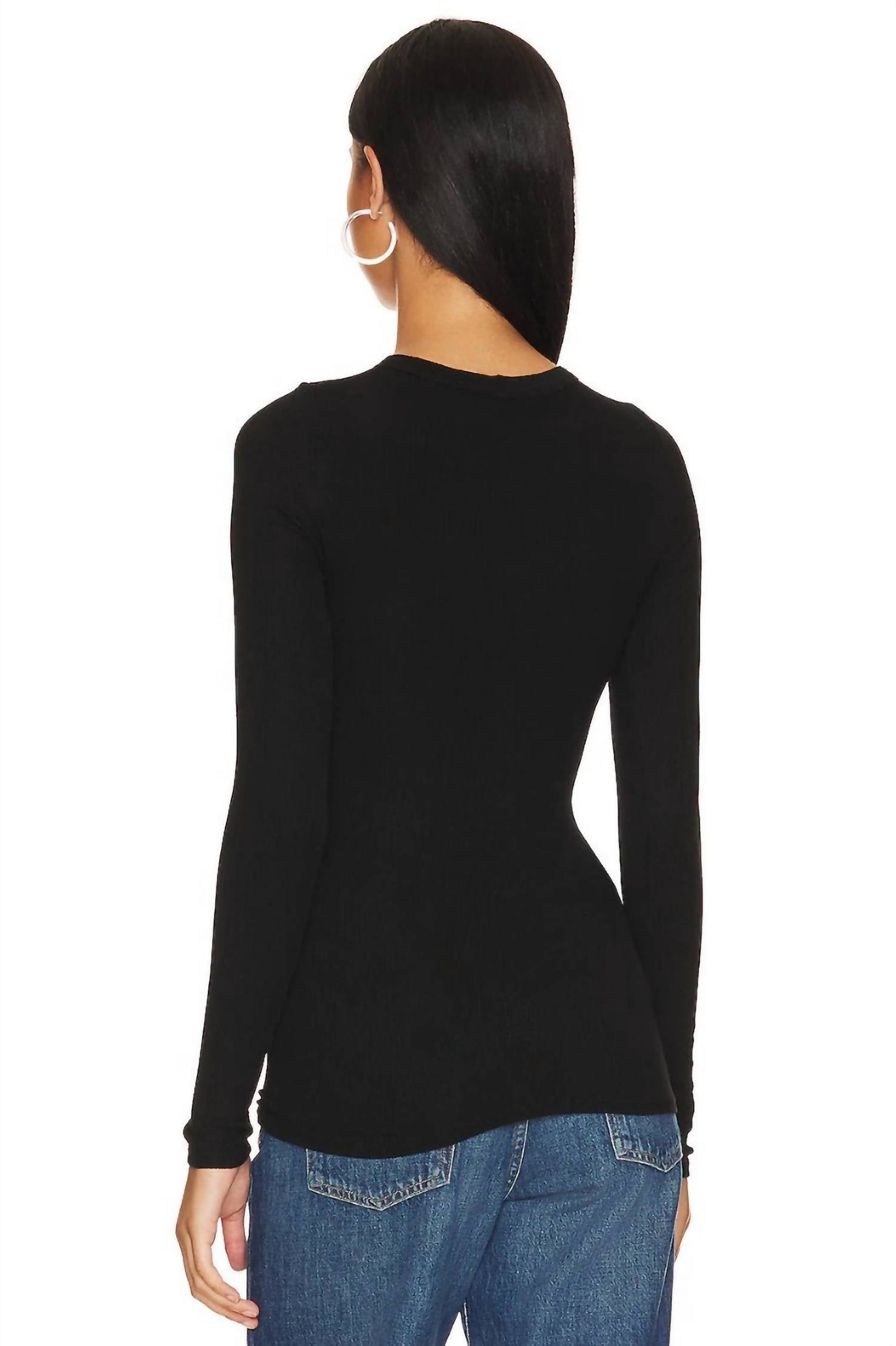 Enza Costa - Textured Rib Long Sleeve Crew Top