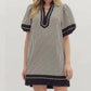 Entro - Stripe Split Collar Mini Dress