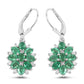 3.04 Carat Genuine Zambian Emerald and White Zircon .925 Sterling Silver Earrings