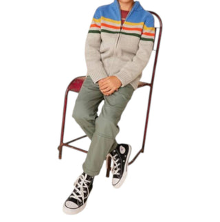 Tea Collection - Striped Traveler Zip Sweater