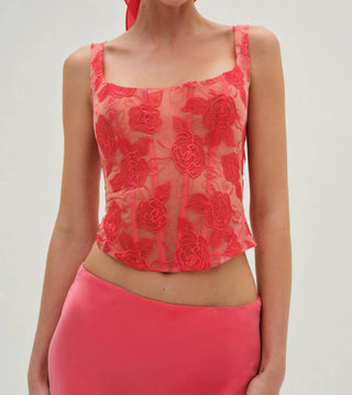 For Love & Lemons - Embroidered Roses Corset Top